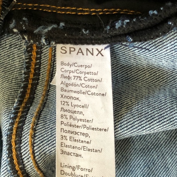 Spanx Distressed Denim Jeans Raw Hem Women’s M - Picture 6 of 7